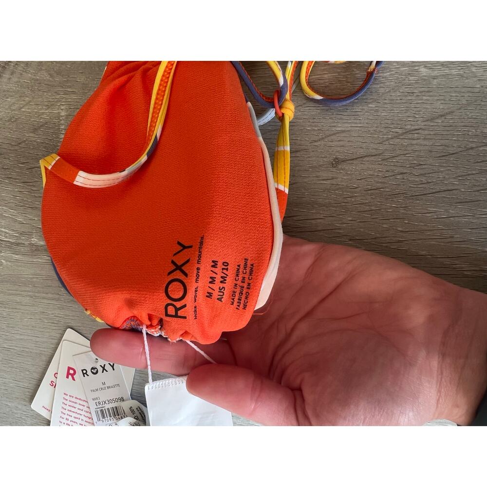 Roxy Palm Cruz Bralette Bikini Top in Orange, size M, NWT - Picture 7 of 8